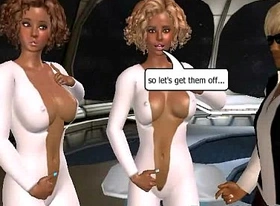 Two hot 3d babes getting fucked hard on a spaceship