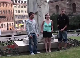 Group of teens public street sex by a famous statue part 1