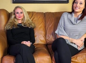 Casting couch amateurs go lesbian in dual interview