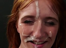 Wacky honey gets jizz shot on her face swallowing all the load