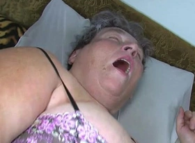 Old chubby mom teaches her chubby younger woman masturbating use dildo