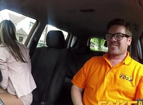 Fake driving school hot and lonely blonde russian fucked to orgasm in car